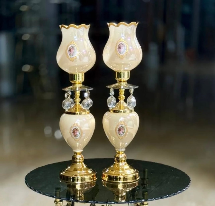 شمعدان طرح سنگی گلدار آویزدار