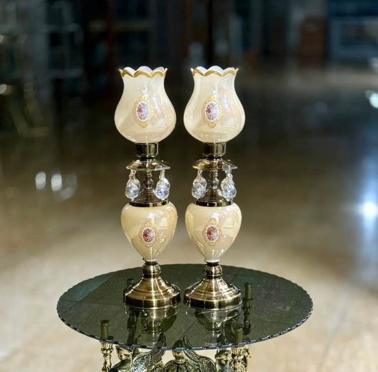 شمعدان طرح سنگی گلدار آویزدار
