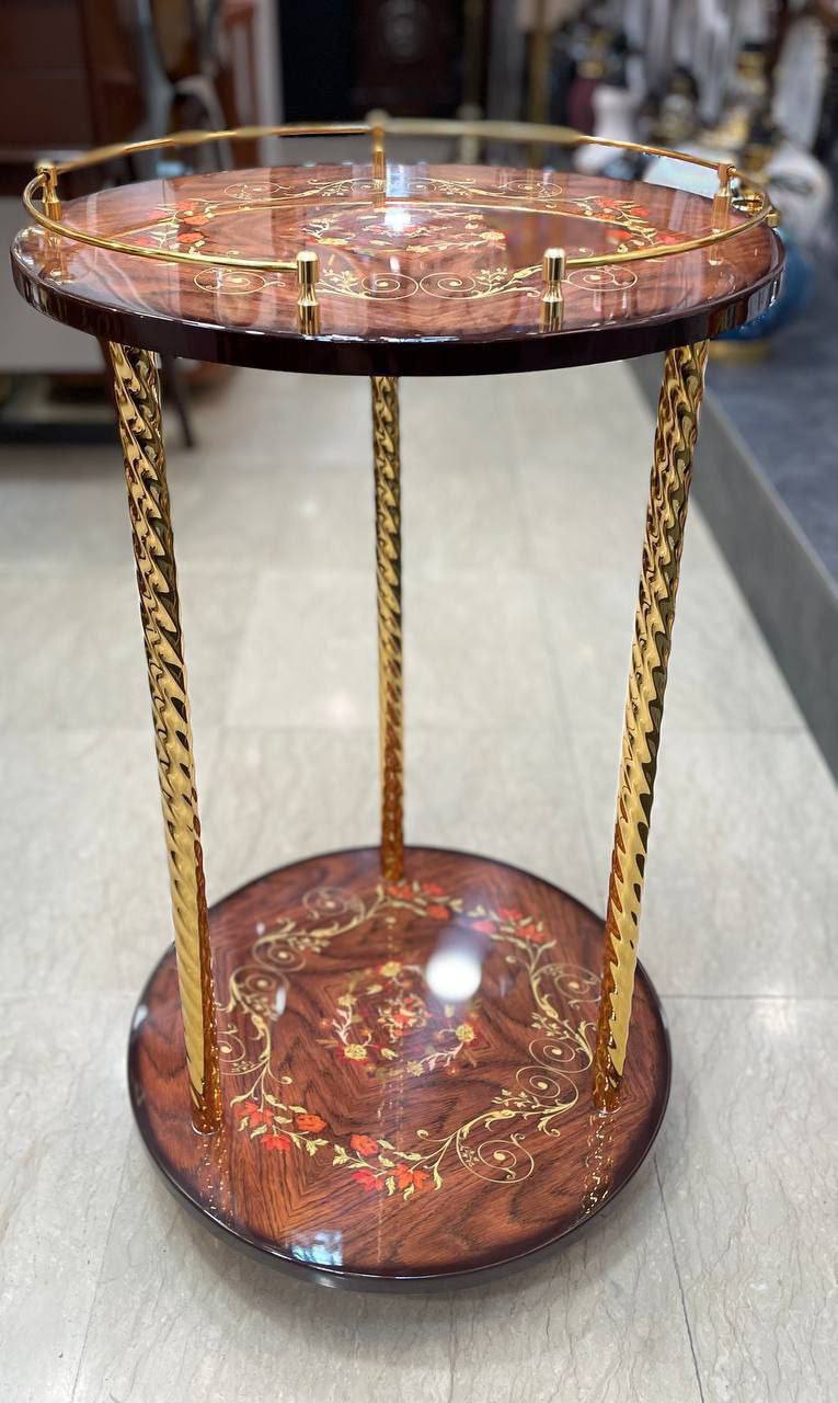 میز تلفن چوبی دوطبقه برند پروین