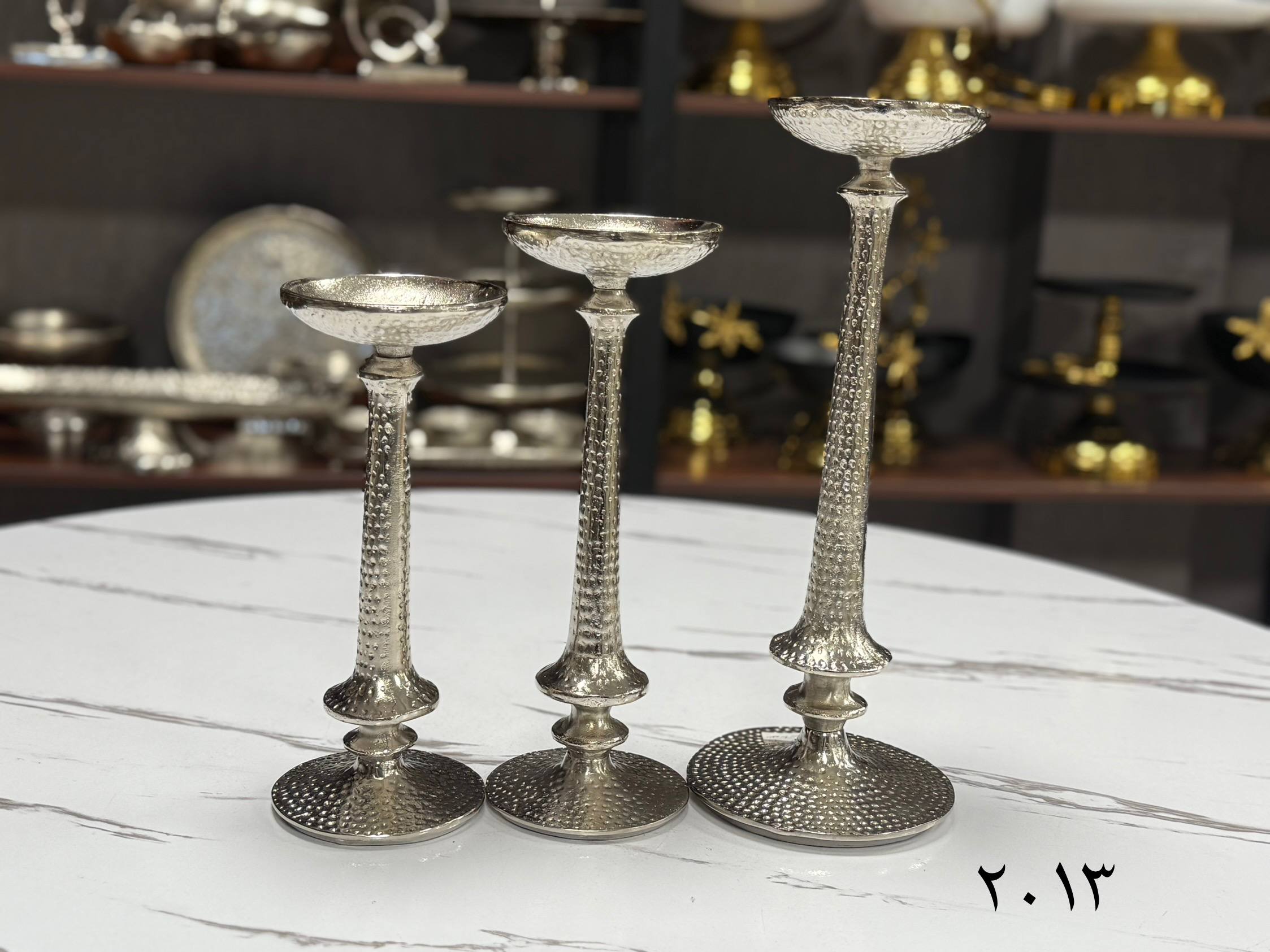 جاشمعی شمعدان آلمینیوم چکشی سه سایز